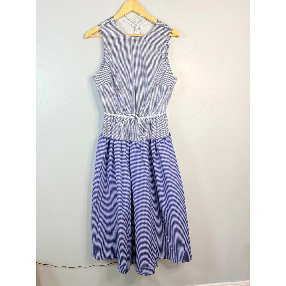 J.Crew Open-back dress in mixed gingham print Size 6 NWT